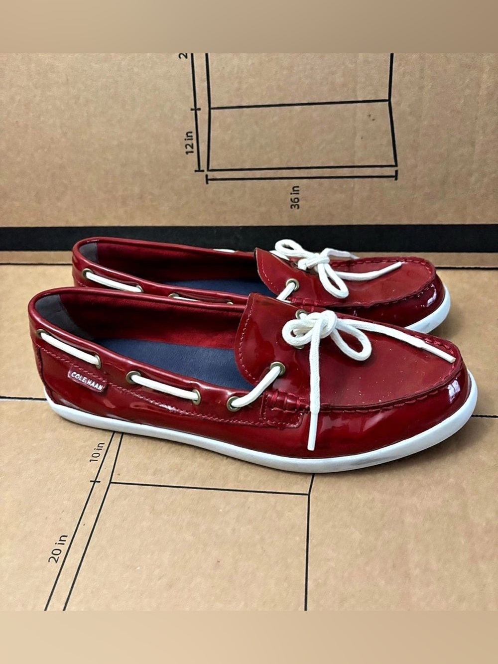 Cole Haan Nantucket Camp Moc Patent Leather Boat Shoe women’s size 10B